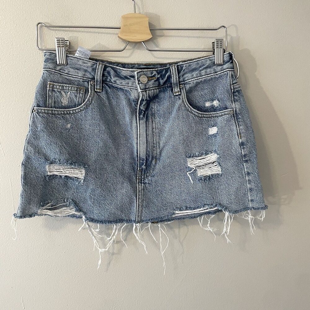 Pacsun X Playboy Mini Denim Skirt Distressing Sz 27 Y2K Style